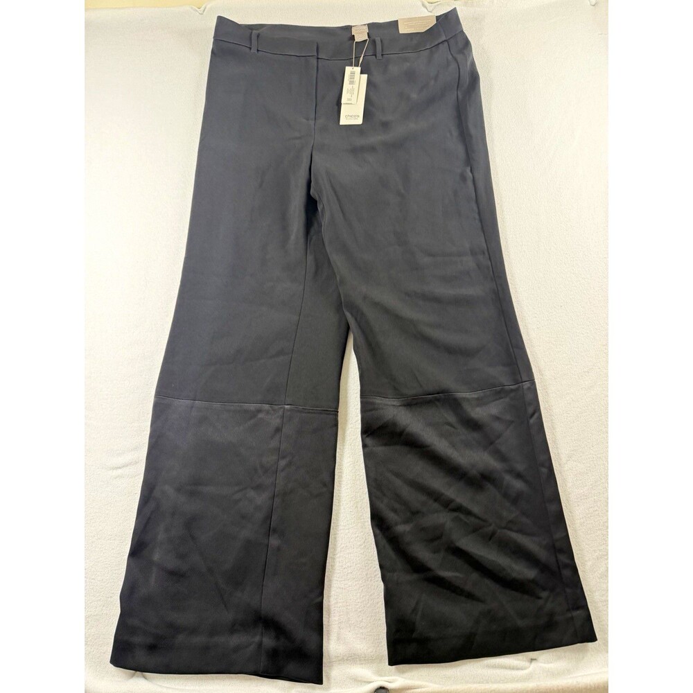 Chico's Black Label Womens Dress Pants 16R Black Knit Stretch Straight NEW 586